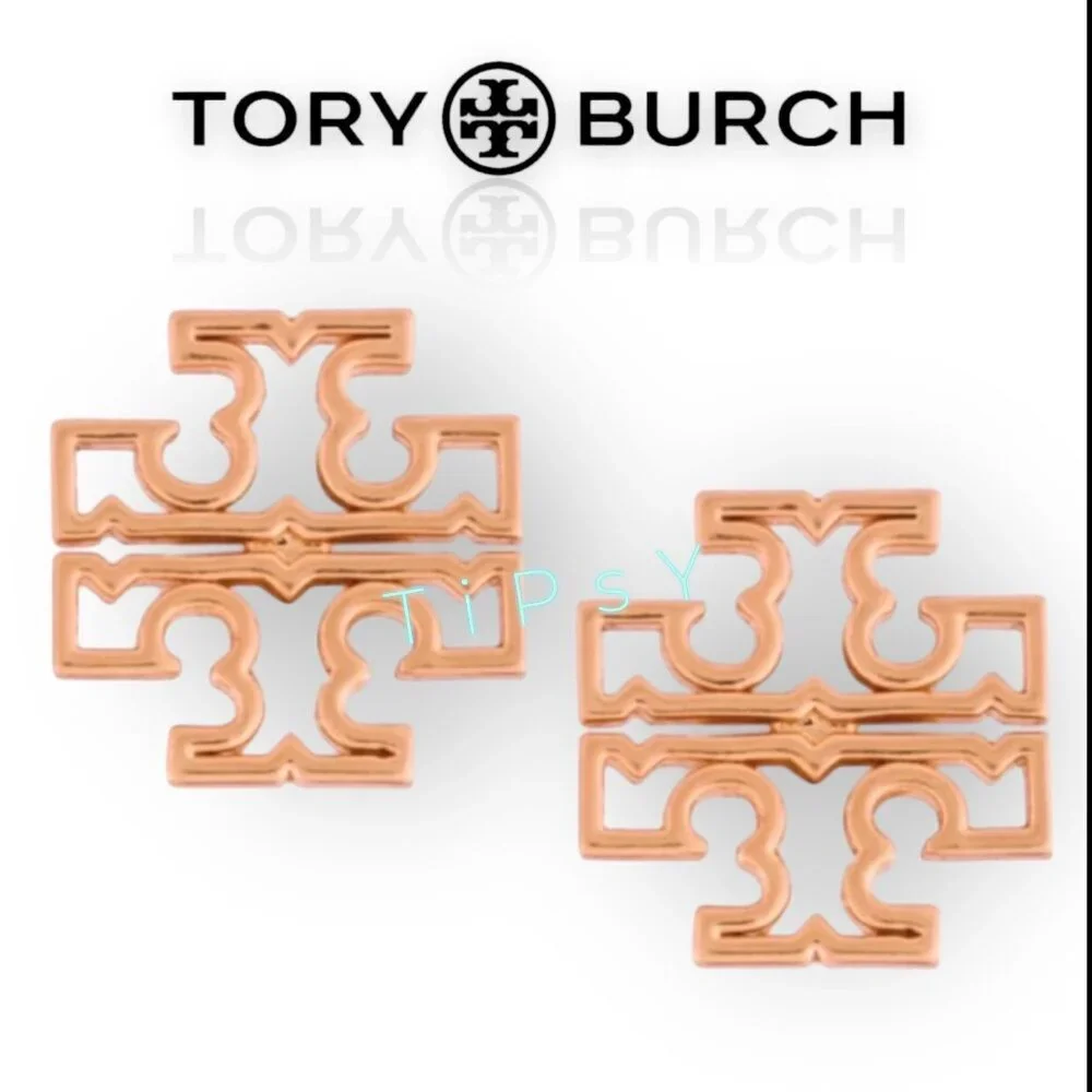 Tory Burch Rose Gold Britten Stud Earrings - Picture 1 of 3